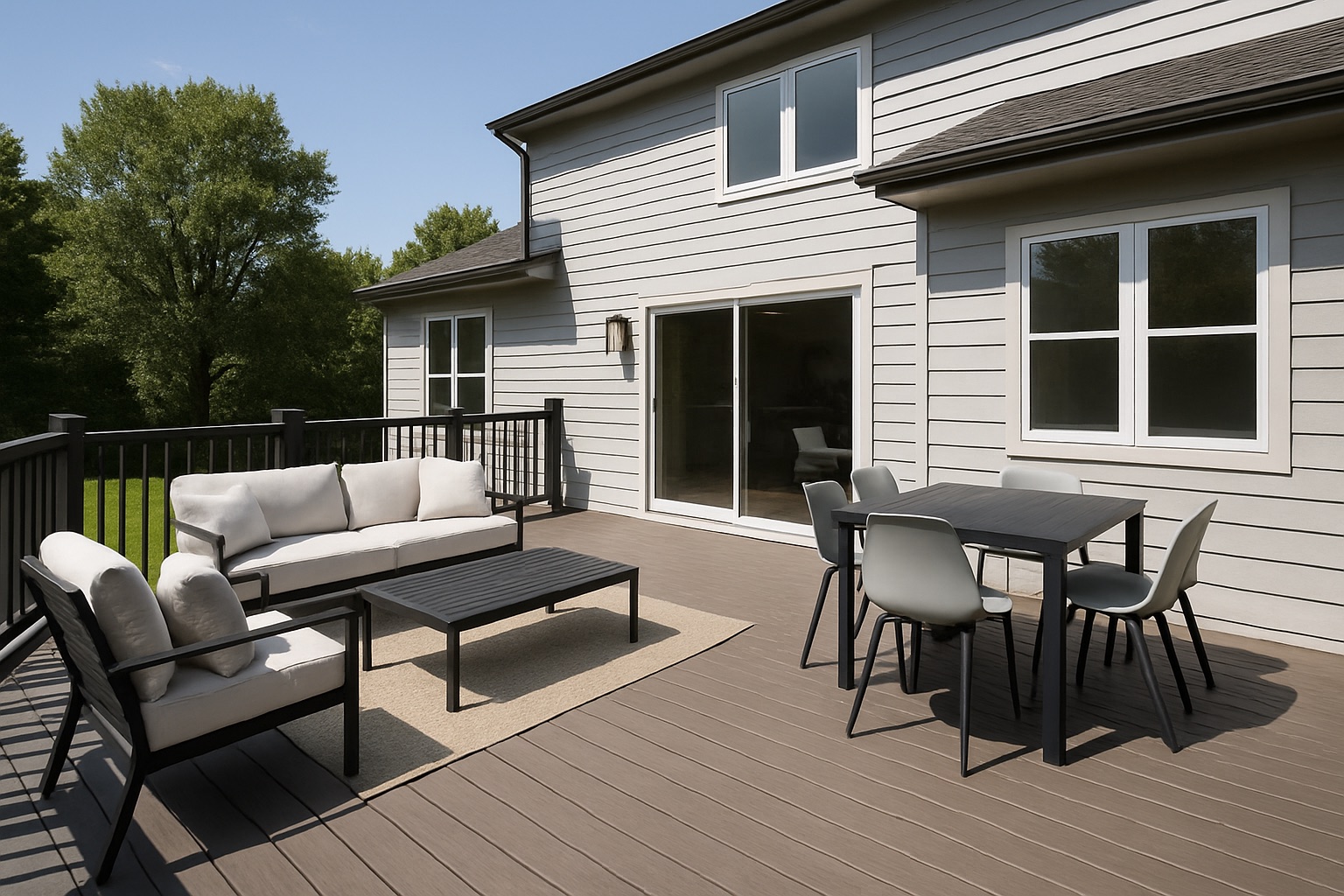 Low-maintenance composite deck & railing